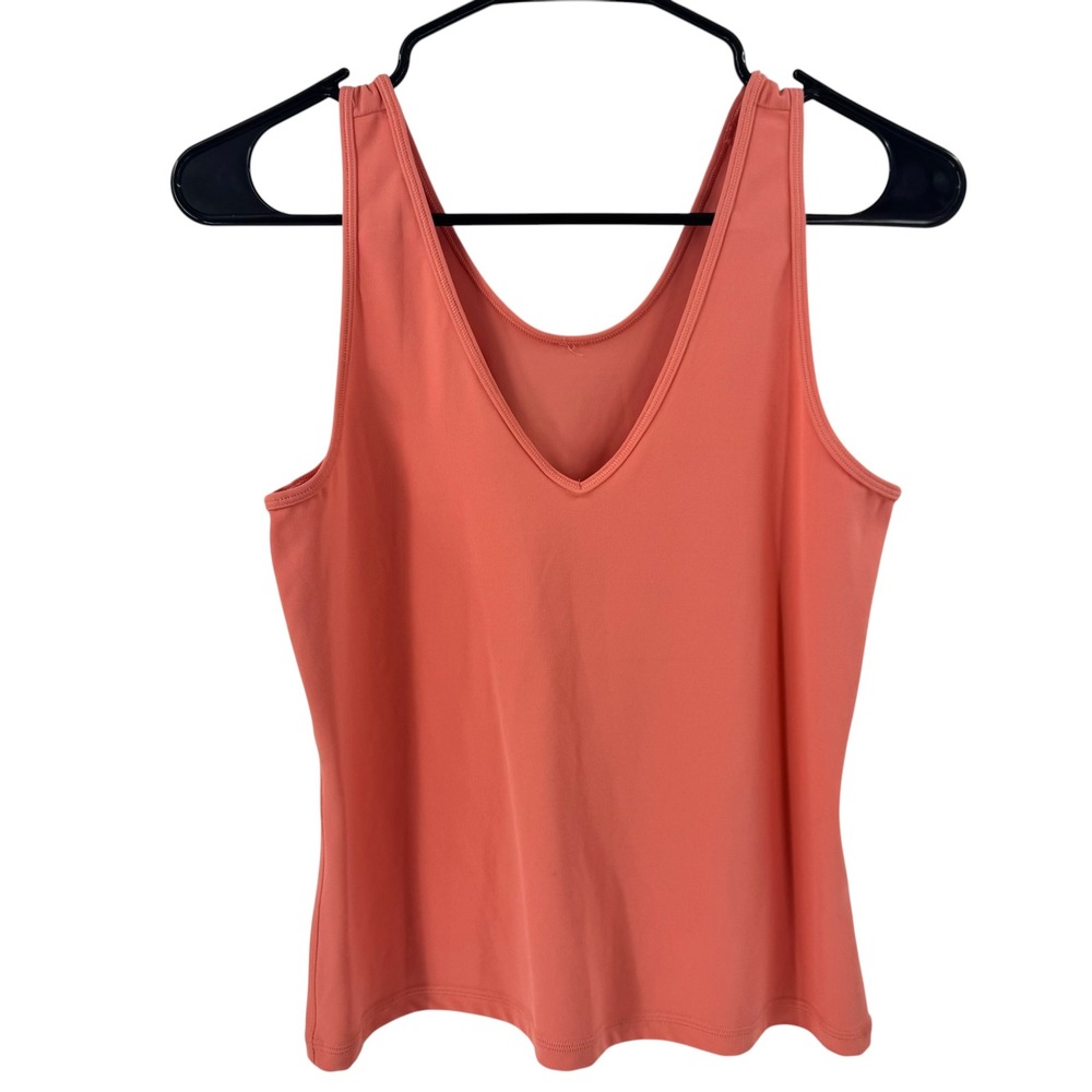 Athleta Aurora V-Neck Crop Tank Coral Pink Women Activewear Top Small - Picture 3 of 9
